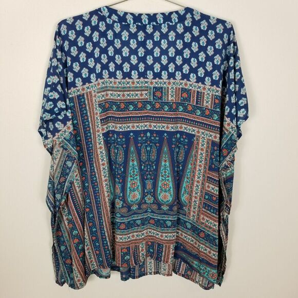 Tolani Collection Women  Kaftan Tunic Size XL  Modal Paisley Boho Resort Top - Picture 4 of 6